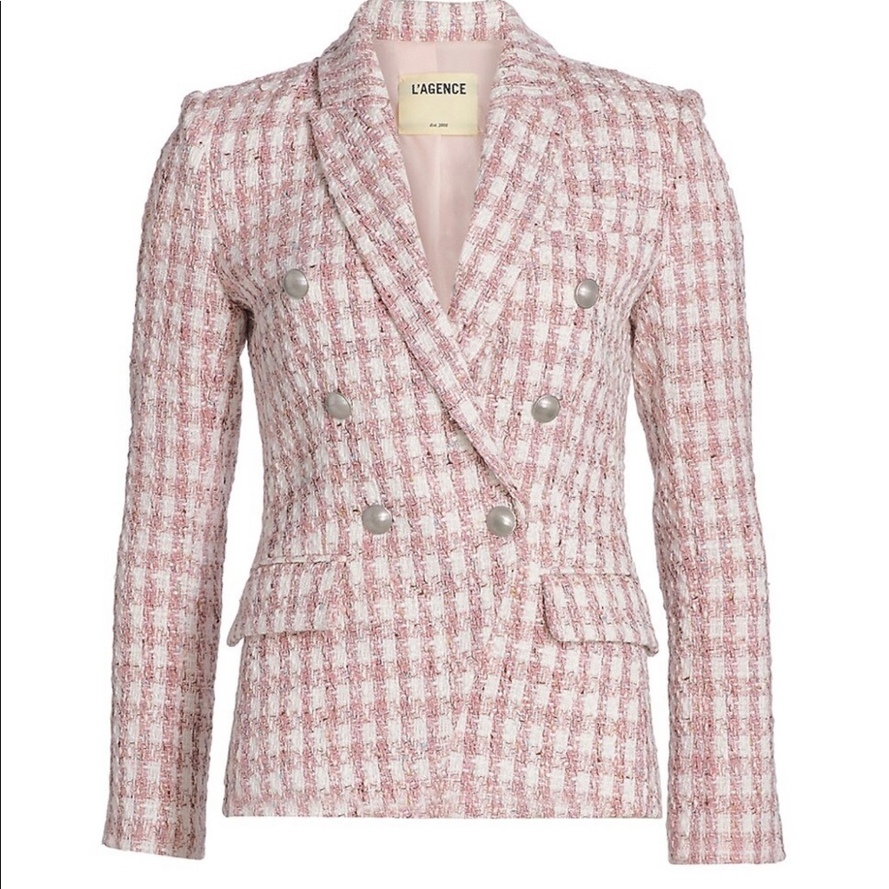 L’AGENCE Kenzie Double Breasted Blazer in Pink Ivory 🌸